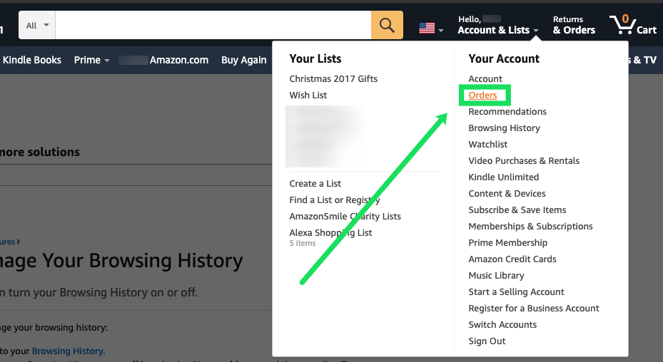 Steps to Clear Amazon Search History