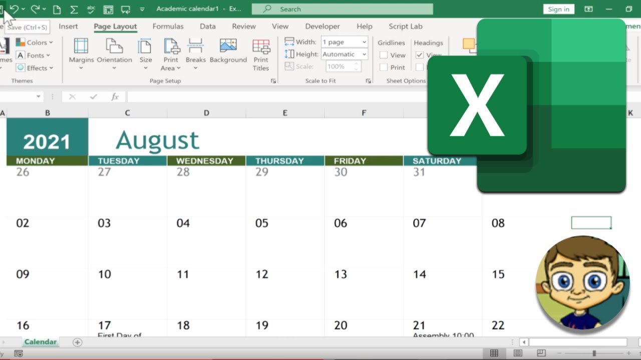 Excel Calendar Example