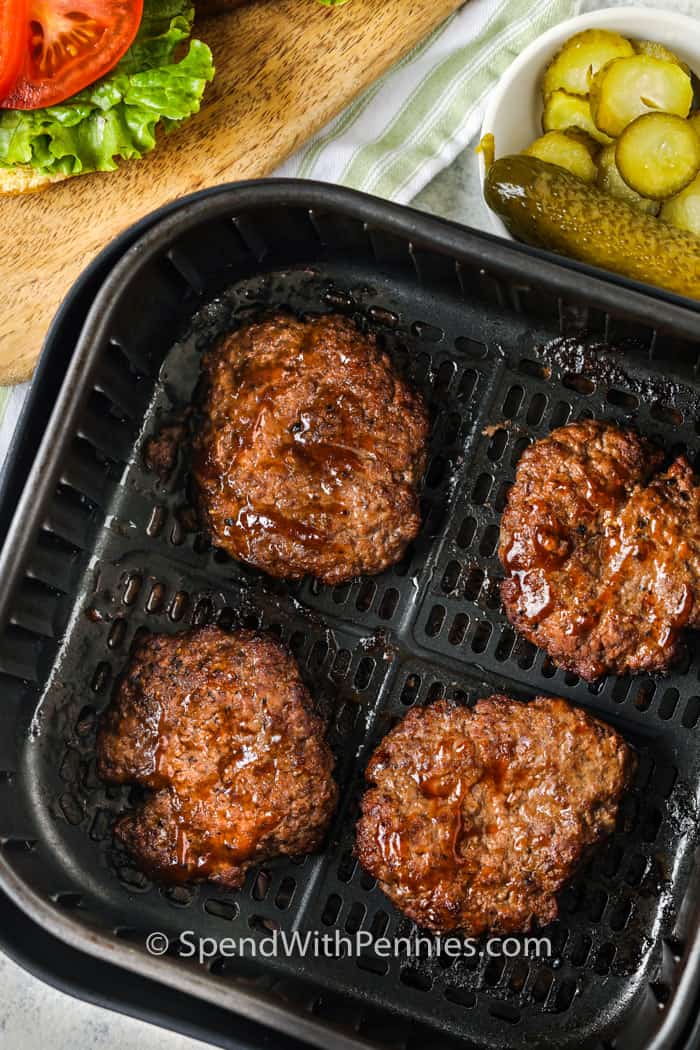 Cooking hamburgers in an air fryer